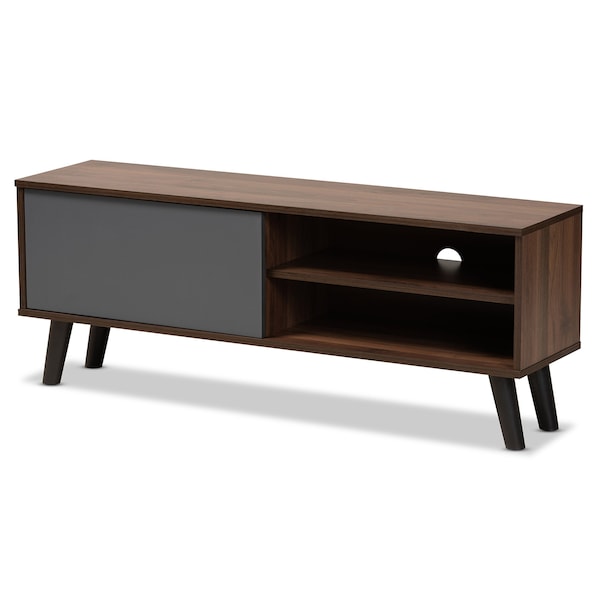 Baxton Studio Mallory Modern and Contemporary Two-Tone Walnut Brown and Grey Finished Wood TV Stand 180-11223-Zoro - main